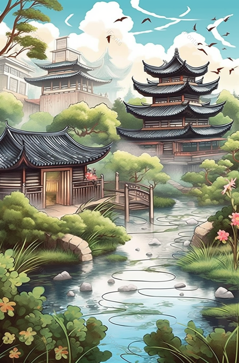 绿色城市园林建筑,插画/手绘图,插画/手绘图库,插画/手绘图下载,插画/手绘